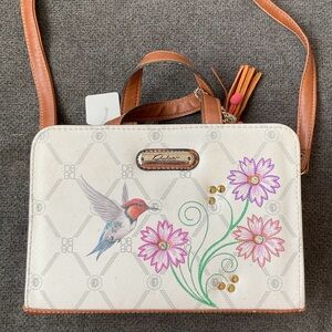 Dubai Collection Cream Floral Bird Crossbody/Shoulder Purse